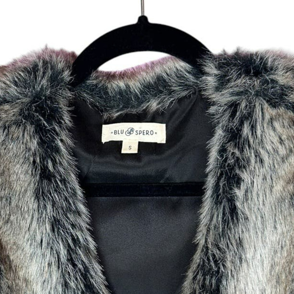 Blu Spero Faux Fur Vest Mob Wife Double Hook Closure 70s Disco Size Small - Picture 6 of 6